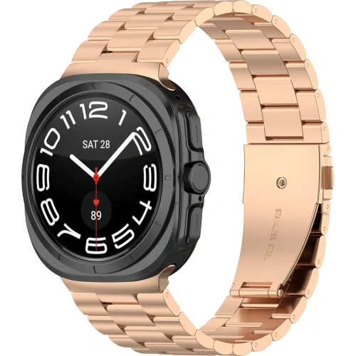 Pasek ze stali nierdzewnej Bizon Strap Watch Aura do Samsung Galaxy Watch Ultra 47 mm różowozłoty
