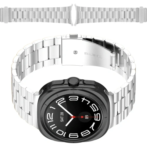 Pasek ze stali nierdzewnej Bizon Strap Watch Aura do Samsung Galaxy Watch Ultra 47 mm srebrny