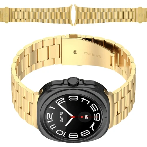 Pasek ze stali nierdzewnej Bizon Strap Watch Aura do Samsung Galaxy Watch Ultra 47 mm złoty