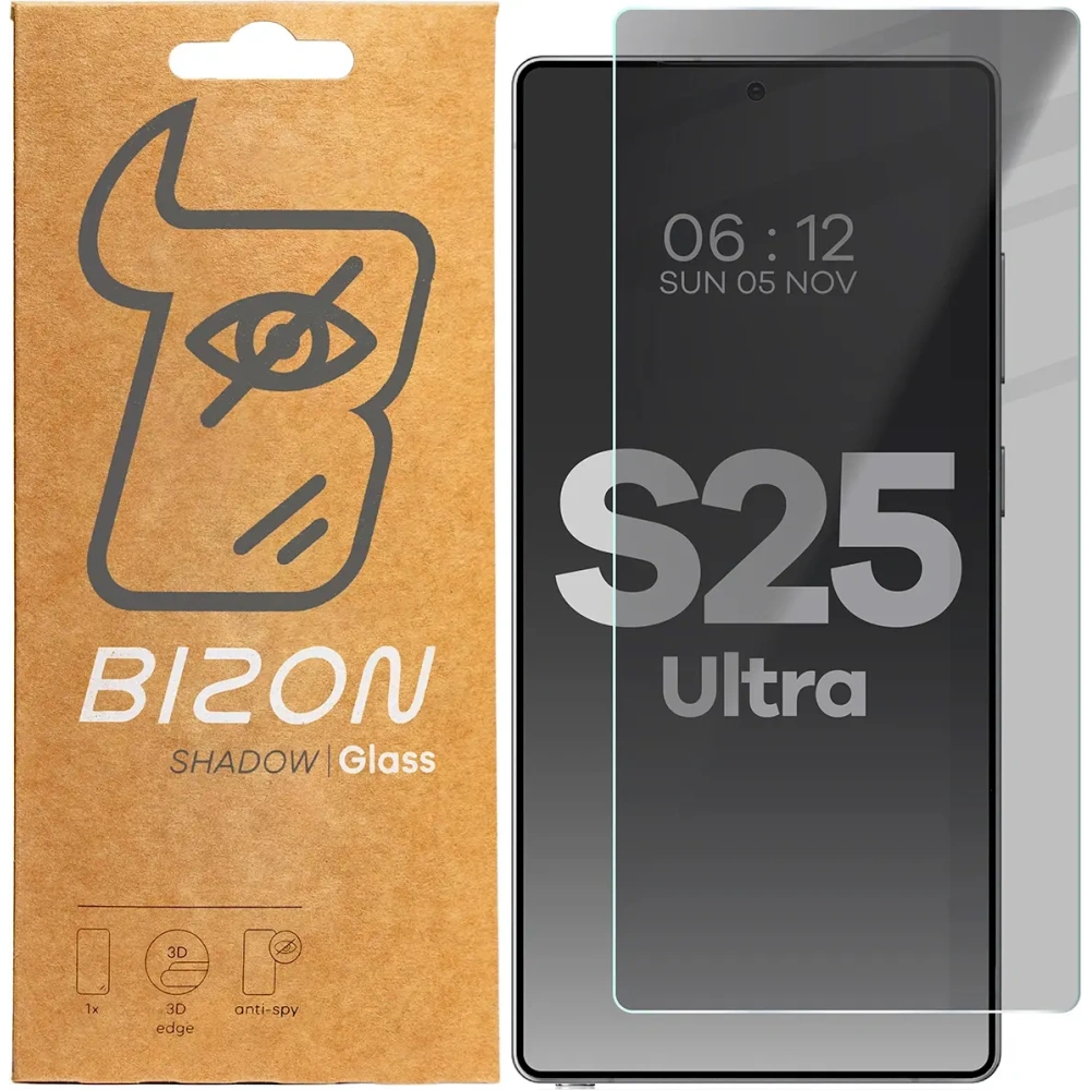 Hurtownia GSM - Prywatyzujące szkło hartowane Bizon Glass Clear Shadow do Samsung Galaxy S25 Ultra przyciemniane - BIZ8079 - {ean13} - Hurt