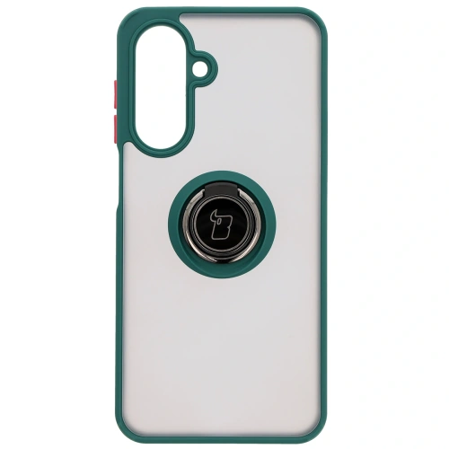 Etui z uchwytem na palec Bizon Case Hybrid Ring do Samsung Galaxy A26 5G przydymione z ciemnozieloną ramką