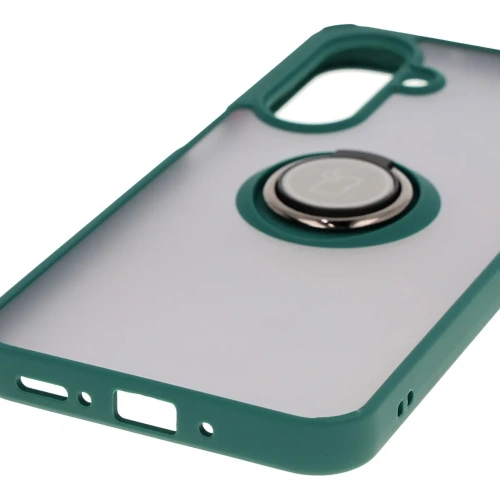 Etui z uchwytem na palec Bizon Case Hybrid Ring do Samsung Galaxy A26 5G przydymione z ciemnozieloną ramką