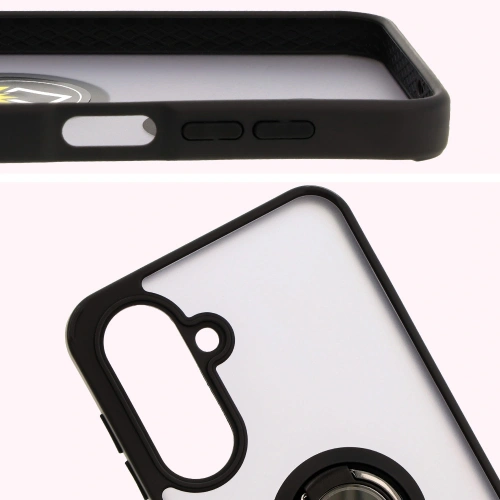 Etui z uchwytem na palec Bizon Case Hybrid Ring do Samsung Galaxy A26 5G przydymione z czarną ramką