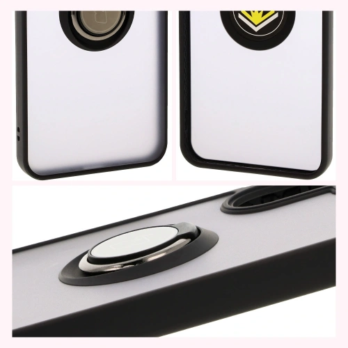 Etui z uchwytem na palec Bizon Case Hybrid Ring do Samsung Galaxy A26 5G przydymione z czarną ramką