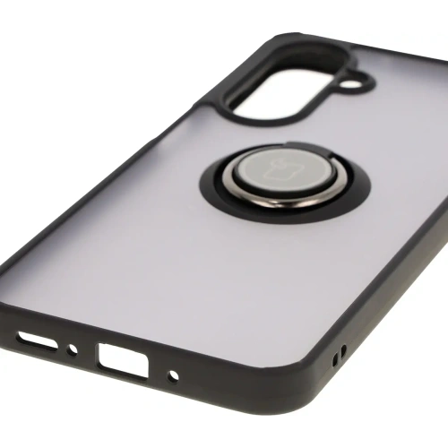 Etui z uchwytem na palec Bizon Case Hybrid Ring do Samsung Galaxy A26 5G przydymione z czarną ramką