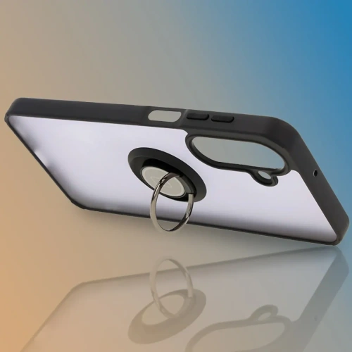 Etui z uchwytem na palec Bizon Case Hybrid Ring do Samsung Galaxy A26 5G przydymione z czarną ramką