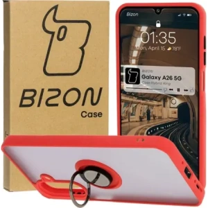 Hurtownia GSM - Etui s úchytem na palec Bizon Case Hybrid Ring do Samsung Galaxy A26 5G kouřové s červeným rámem - BIZ8082 - {ean13} - Hurt