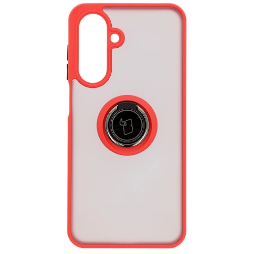 Etui z uchwytem na palec Bizon Case Hybrid Ring do Samsung Galaxy A26 5G przydymione z czerwoną ramką
