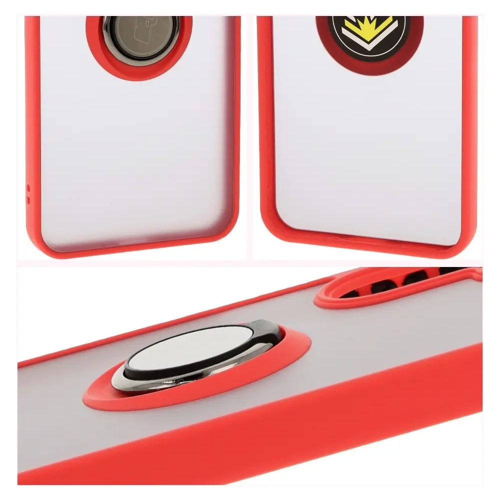 Hurtownia GSM - Etui s úchytem na palec Bizon Case Hybrid Ring do Samsung Galaxy A26 5G kouřové s červeným rámem - BIZ8082 - {ean13} - Hurt