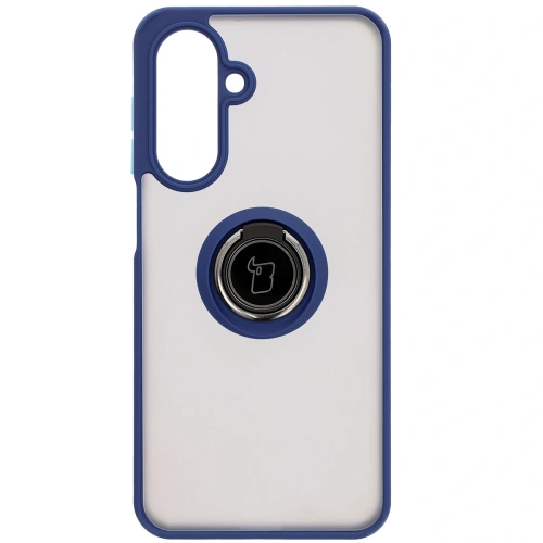 Etui z uchwytem na palec Bizon Case Hybrid Ring do Samsung Galaxy A26 5G przydymione z granatową ramką