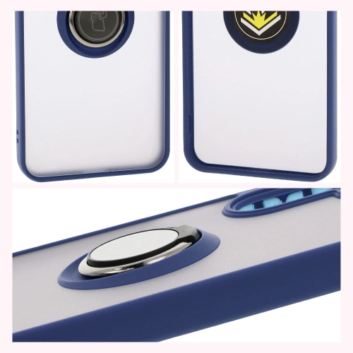 Etui z uchwytem na palec Bizon Case Hybrid Ring do Samsung Galaxy A26 5G przydymione z granatową ramką