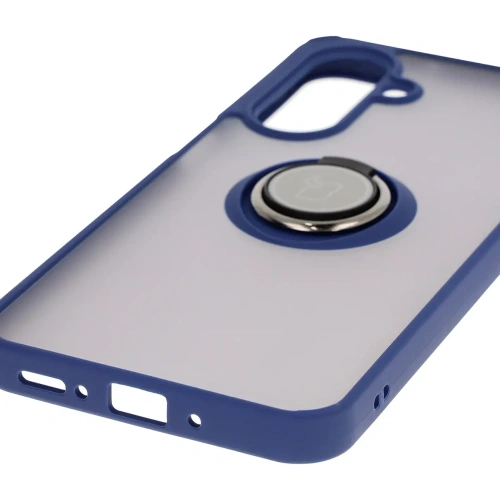 Etui z uchwytem na palec Bizon Case Hybrid Ring do Samsung Galaxy A26 5G przydymione z granatową ramką