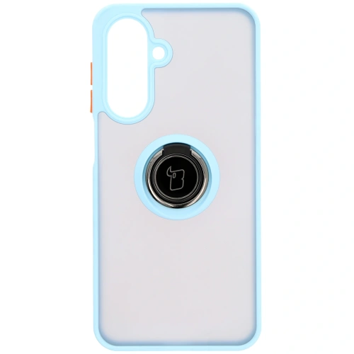 Etui z uchwytem na palec Bizon Case Hybrid Ring do Samsung Galaxy A26 5G przydymione z jasnoniebieską ramką