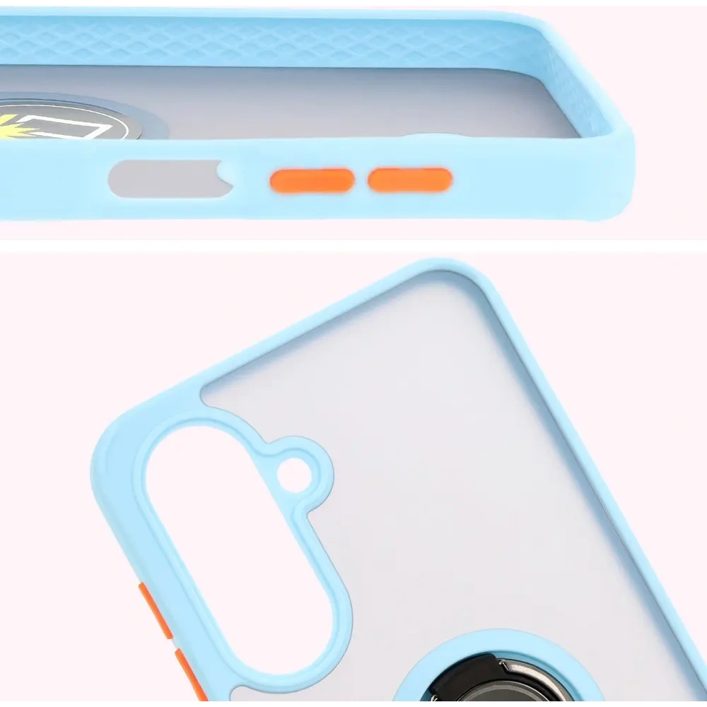 Hurtownia GSM - Etui z uchwytem na palec Bizon Case Hybrid Ring do Samsung Galaxy A26 5G przydymione z jasnoniebieską ramką - BIZ8084 - {ean13} - Hurt