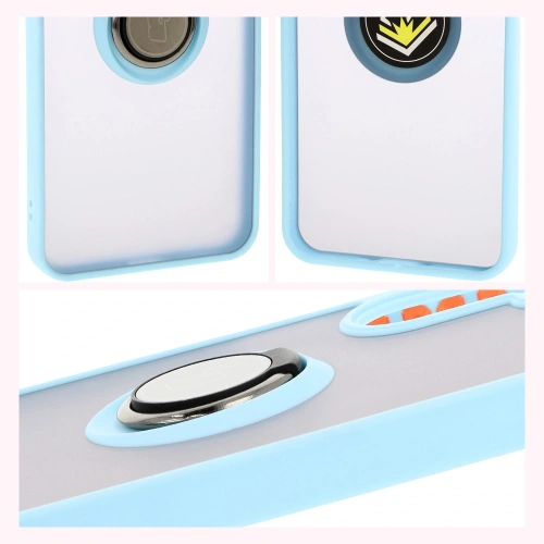 Etui z uchwytem na palec Bizon Case Hybrid Ring do Samsung Galaxy A26 5G przydymione z jasnoniebieską ramką