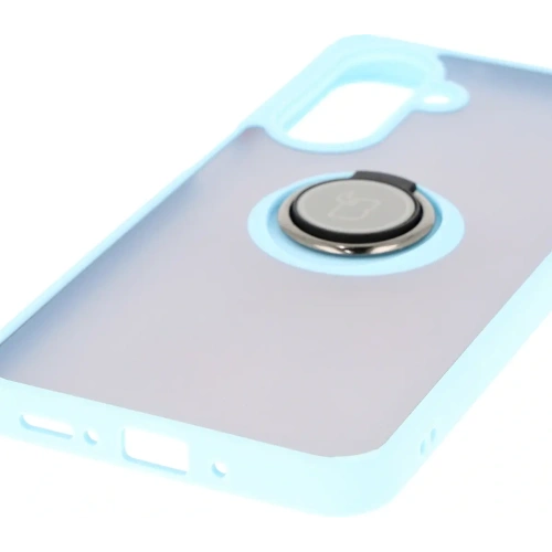 Etui z uchwytem na palec Bizon Case Hybrid Ring do Samsung Galaxy A26 5G przydymione z jasnoniebieską ramką