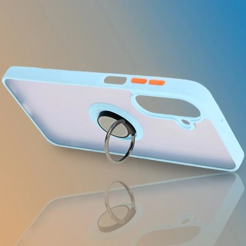 Etui z uchwytem na palec Bizon Case Hybrid Ring do Samsung Galaxy A26 5G przydymione z jasnoniebieską ramką