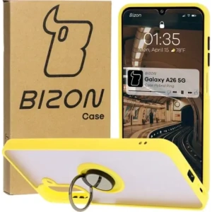 Hurtownia GSM - Etui z uchwytem na palec Bizon Case Hybrid Ring do Samsung Galaxy A26 5G kouřové s žlutým rámečkem - BIZ8085 - {ean13} - Hurt