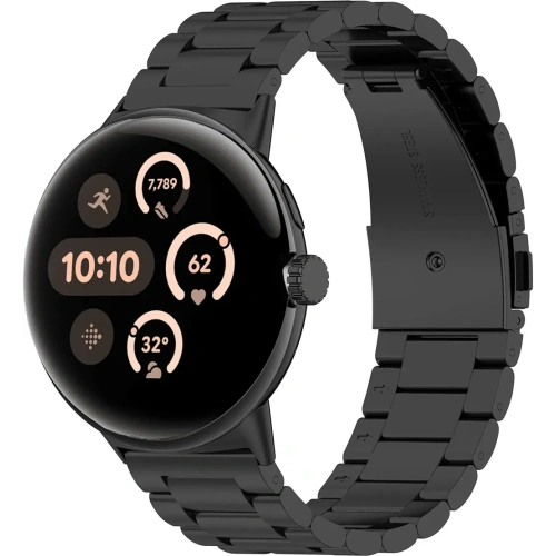 Pasek ze stali nierdzewnej Bizon Strap Watch Aura do Google Pixel Watch 3 / 2 / 1 41 mm czarny