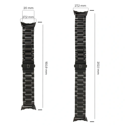 Pasek ze stali nierdzewnej Bizon Strap Watch Aura do Google Pixel Watch 3 / 2 / 1 41 mm czarny