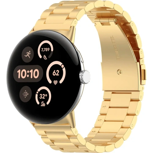 Pasek ze stali nierdzewnej Bizon Strap Watch Aura do Google Pixel Watch 3 / 2 / 1 41 mm złoty