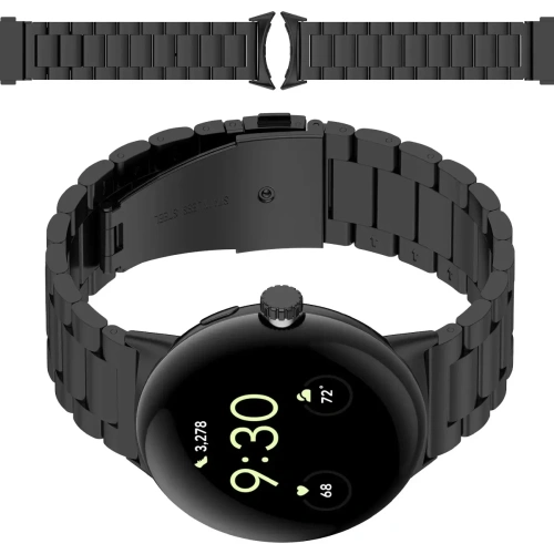 Pasek ze stali nierdzewnej Bizon Strap Watch Aura do Google Pixel Watch 3 45 mm czarny