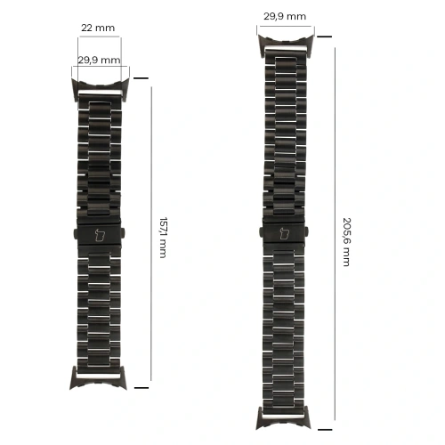 Pasek ze stali nierdzewnej Bizon Strap Watch Aura do Google Pixel Watch 3 45 mm czarny