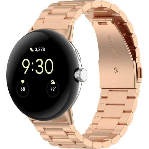 Pasek ze stali nierdzewnej Bizon Strap Watch Aura do Google Pixel Watch 3 45 mm różowozłoty