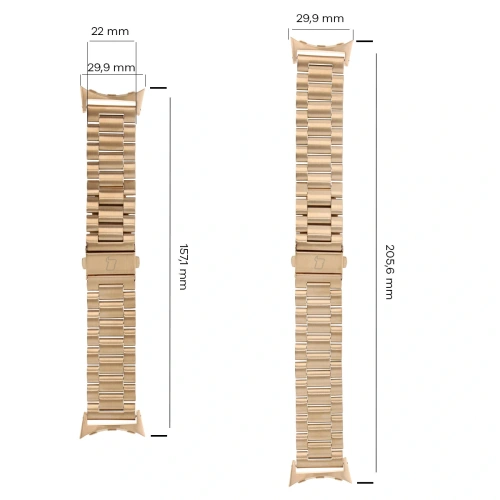 Pasek ze stali nierdzewnej Bizon Strap Watch Aura do Google Pixel Watch 3 45 mm różowozłoty