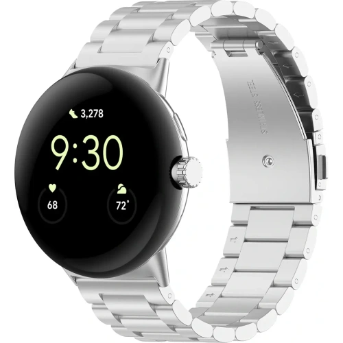 Pasek ze stali nierdzewnej Bizon Strap Watch Aura do Google Pixel Watch 3 45 mm srebrny