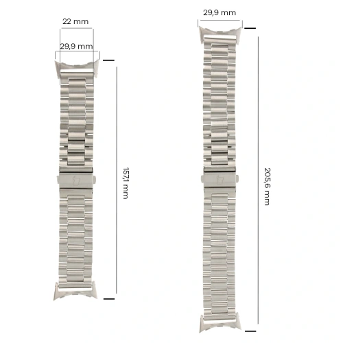 Pasek ze stali nierdzewnej Bizon Strap Watch Aura do Google Pixel Watch 3 45 mm srebrny