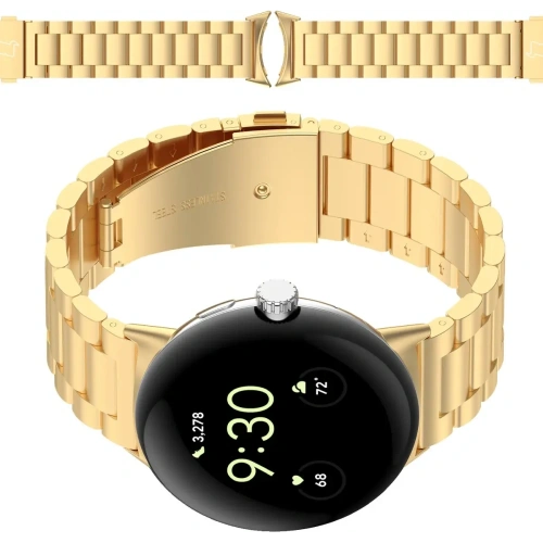 Pasek ze stali nierdzewnej Bizon Strap Watch Aura do Google Pixel Watch 3 45 mm złoty