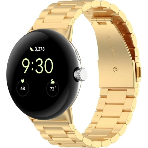 Pasek ze stali nierdzewnej Bizon Strap Watch Aura do Google Pixel Watch 3 45 mm złoty