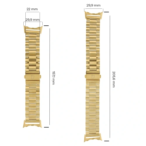 Pasek ze stali nierdzewnej Bizon Strap Watch Aura do Google Pixel Watch 3 45 mm złoty