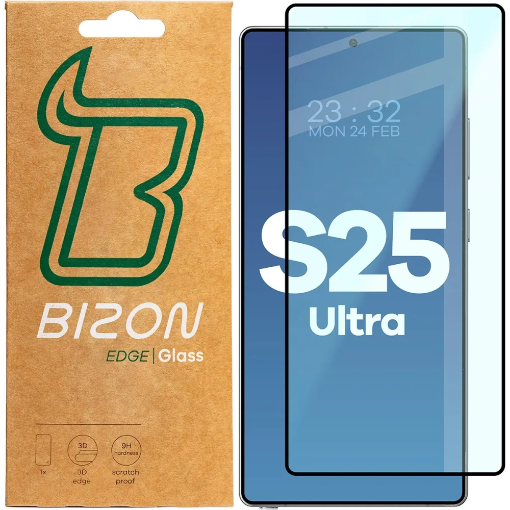 Hurtownia GSM - Szkło hartowane Bizon Glass Edge 2 do Samsung Galaxy S25 Ultra czarna ramka - BIZ8094 - {ean13} - Hurt