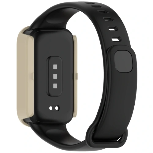 Etui ze szkłem do zegarka Bizon Case+Glass Watch do Xiaomi Smart Band 9 Active / Redmi Smart Band 3 beżowe