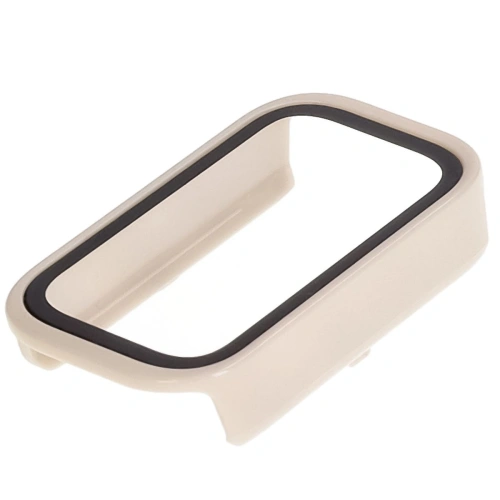 Etui ze szkłem do zegarka Bizon Case+Glass Watch do Xiaomi Smart Band 9 Active / Redmi Smart Band 3 beżowe