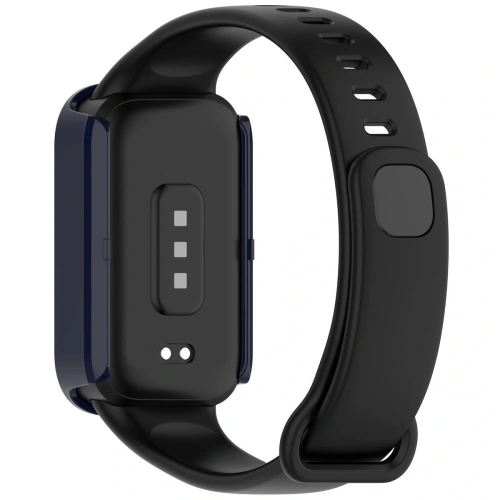 Etui ze szkłem do zegarka Bizon Case+Glass Watch do Xiaomi Smart Band 9 Active / Redmi Smart Band 3 niebieskie