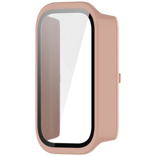 Etui ze szkłem do zegarka Bizon Case+Glass Watch do Xiaomi Smart Band 9 Active / Redmi Smart Band 3 różowe