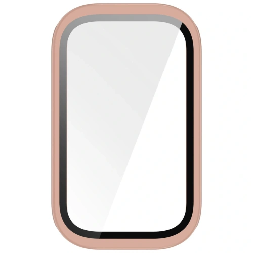 Etui ze szkłem do zegarka Bizon Case+Glass Watch do Xiaomi Smart Band 9 Active / Redmi Smart Band 3 różowe