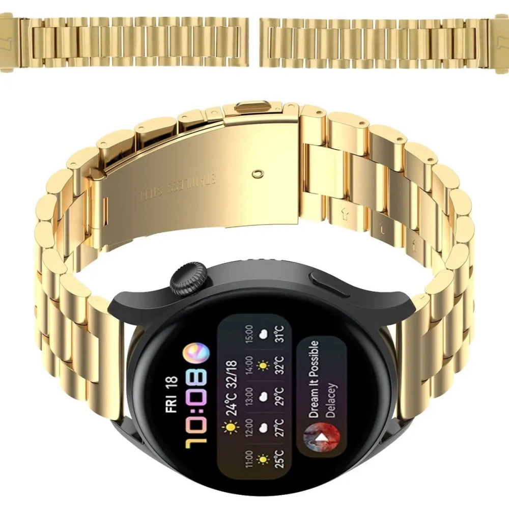 Hurtownia GSM - Pásek z nerezové oceli Bizon Strap Watch Aura pro smartwatch 18 mm zlatý - BIZ8108 - {ean13} - Hurt