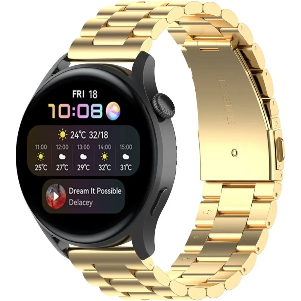 Hurtownia GSM - Pásek z nerezové oceli Bizon Strap Watch Aura pro smartwatch 18 mm zlatý - BIZ8108 - {ean13} - Hurt