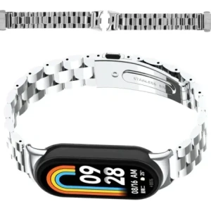 Hurtownia GSM - Pasek z nerezové oceli Bizon Strap Watch Aura do Xiaomi Smart Band 9 / 9 NFC / 8 stříbrný - BIZ8114 - {ean13} - Hurt