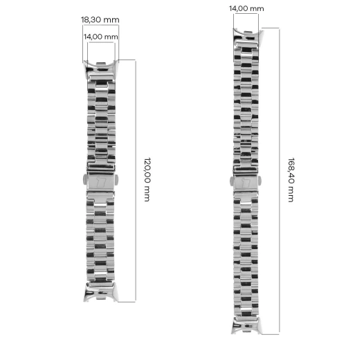 Pasek ze stali nierdzewnej Bizon Strap Watch Aura do Xiaomi Smart Band 9 / 9 NFC / 8 srebrny