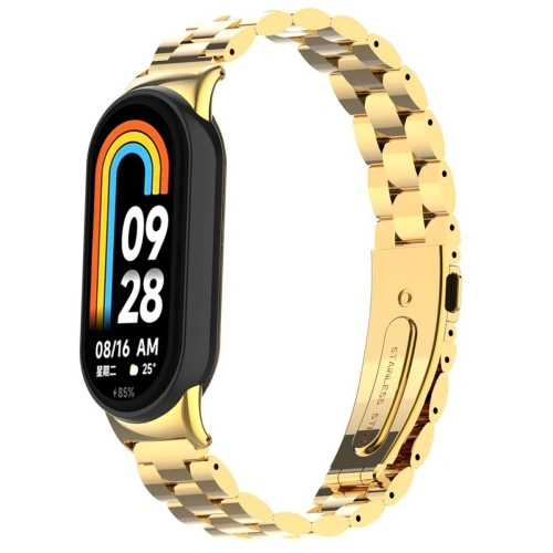 Pasek ze stali nierdzewnej Bizon Strap Watch Aura do Xiaomi Smart Band 9 / 9 NFC / 8 złoty