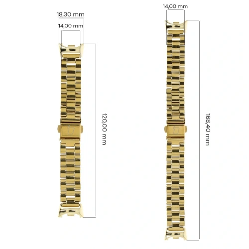 Pasek ze stali nierdzewnej Bizon Strap Watch Aura do Xiaomi Smart Band 9 / 9 NFC / 8 złoty