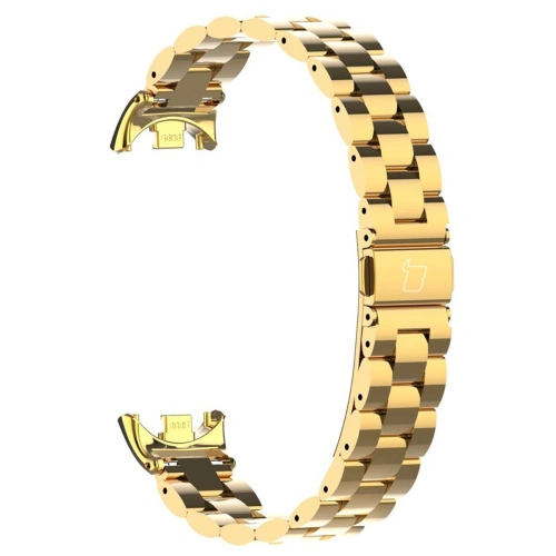 Pasek ze stali nierdzewnej Bizon Strap Watch Aura do Xiaomi Smart Band 9 / 9 NFC / 8 złoty