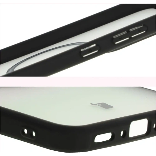 Etui z pierścieniem magnetycznym Bizon Case MatteO do Samsung Galaxy A56 5G półprzezroczyste z czarną ramką