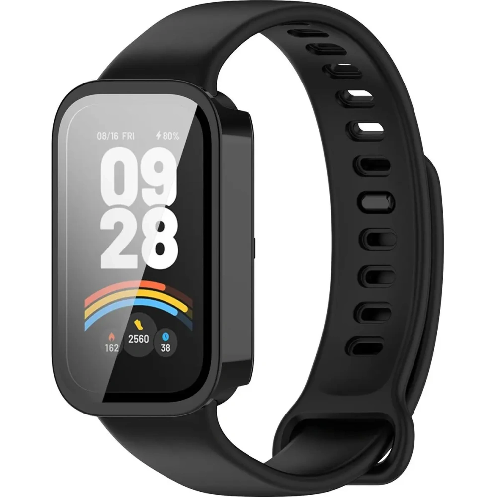 Hurtownia GSM - Bizon Case+Glass Uhr Xiaomi Smart Band 9 Active / Redmi Band 3 schwarz - BIZ8125 - {ean13} - Hurt