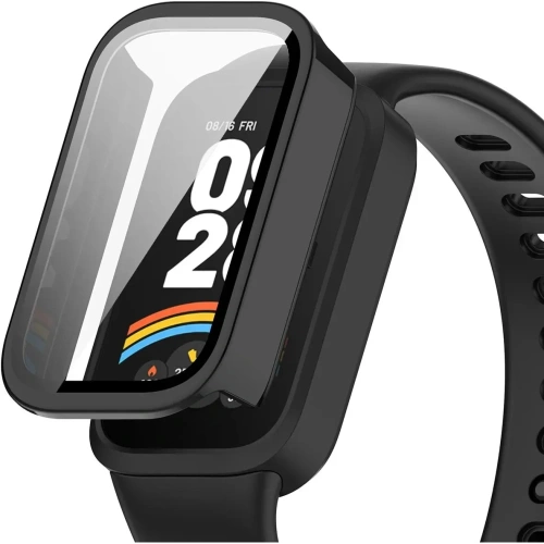 Etui ze szkłem do zegarka Bizon Case+Glass Watch do Xiaomi Smart Band 9 Active / Redmi Band 3 czarne